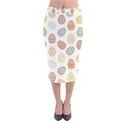 Seamless Pattern Colorful Easter Egg Flat Icons Painted Traditional Style Velvet Midi Pencil Skirt by BangZart