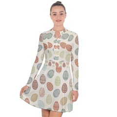 Seamless Pattern Colorful Easter Egg Flat Icons Painted Traditional Style Long Sleeve Panel Dress by BangZart