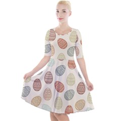 Seamless Pattern Colorful Easter Egg Flat Icons Painted Traditional Style Quarter Sleeve A-line Dress by BangZart