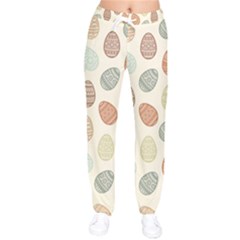 Seamless Pattern Colorful Easter Egg Flat Icons Painted Traditional Style Women Velvet Drawstring Pants by BangZart