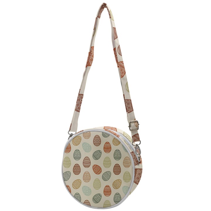 Seamless pattern colorful easter egg flat icons painted traditional style Crossbody Circle Bag