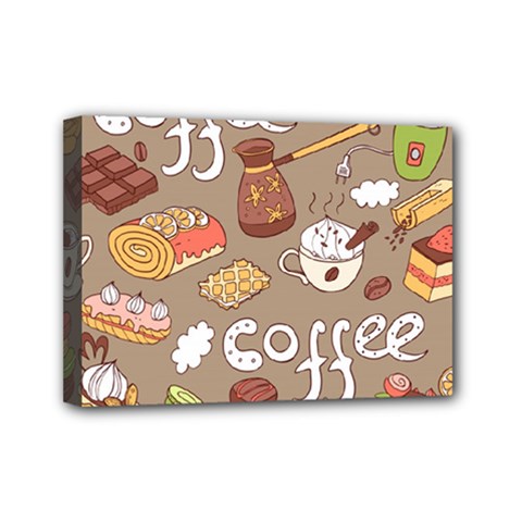 Vector Seamless Pattern With Doodle Coffee Equipment Mini Canvas 7  X 5  (stretched) by BangZart