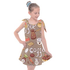 Vector Seamless Pattern With Doodle Coffee Equipment Kids  Tie Up Tunic Dress by BangZart