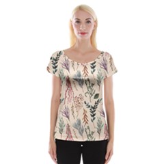 Watercolor Floral Seamless Pattern Cap Sleeve Top by BangZart