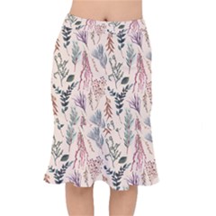 Watercolor Floral Seamless Pattern Short Mermaid Skirt