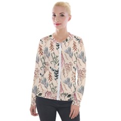 Watercolor Floral Seamless Pattern Velour Zip Up Jacket by BangZart