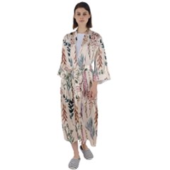 Watercolor Floral Seamless Pattern Maxi Satin Kimono by BangZart