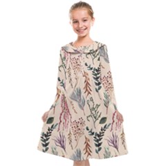 Watercolor Floral Seamless Pattern Kids  Midi Sailor Dress