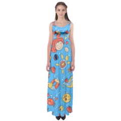 Hand Drawn Seamless Pattern Summer Time Empire Waist Maxi Dress by BangZart