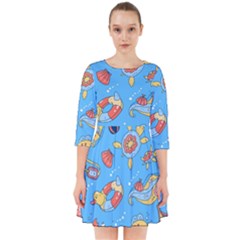 Hand Drawn Seamless Pattern Summer Time Smock Dress by BangZart