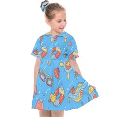 Hand Drawn Seamless Pattern Summer Time Kids  Sailor Dress by BangZart