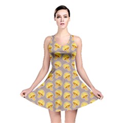 Yellow Mushroom Pattern Reversible Skater Dress by BangZart