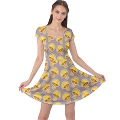 Yellow Mushroom Pattern Cap Sleeve Dress by BangZart