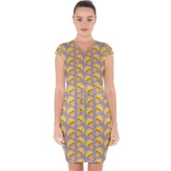 Yellow Mushroom Pattern Capsleeve Drawstring Dress  by BangZart