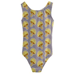 Yellow Mushroom Pattern Kids  Cut-out Back One Piece Swimsuit by BangZart