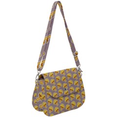 Yellow Mushroom Pattern Saddle Handbag by BangZart