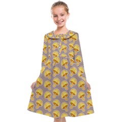 Yellow Mushroom Pattern Kids  Midi Sailor Dress