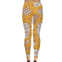 Vector honey element doodle seamless pattern with beehive beeke Inside Out Leggings View4