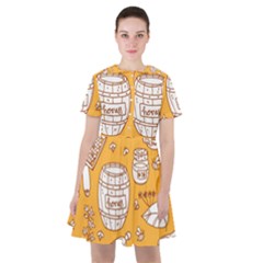 Vector Honey Element Doodle Seamless Pattern With Beehive Beeke Sailor Dress by BangZart