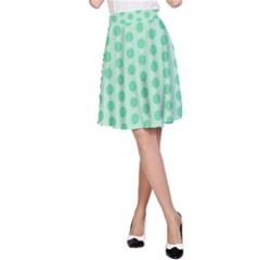 Polka Dots Mint Green, Pastel Colors, Retro, Vintage Pattern A-line Skirt by Casemiro