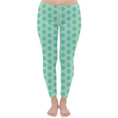 Polka Dots Mint Green, Pastel Colors, Retro, Vintage Pattern Classic Winter Leggings by Casemiro