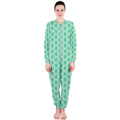 Polka Dots Mint Green, Pastel Colors, Retro, Vintage Pattern Onepiece Jumpsuit (ladies)  by Casemiro