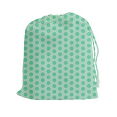 Polka Dots Mint Green, Pastel Colors, Retro, Vintage Pattern Drawstring Pouch (2xl) by Casemiro