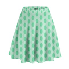 Polka Dots Mint Green, Pastel Colors, Retro, Vintage Pattern High Waist Skirt by Casemiro