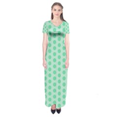 Polka Dots Mint Green, Pastel Colors, Retro, Vintage Pattern Short Sleeve Maxi Dress by Casemiro