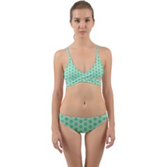 Polka Dots Mint Green, Pastel Colors, Retro, Vintage Pattern Wrap Around Bikini Set by Casemiro