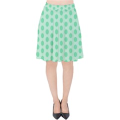 Polka Dots Mint Green, Pastel Colors, Retro, Vintage Pattern Velvet High Waist Skirt by Casemiro