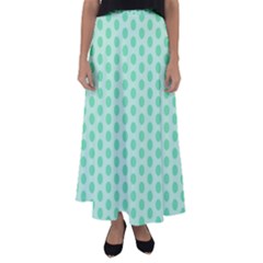 Polka Dots Mint Green, Pastel Colors, Retro, Vintage Pattern Flared Maxi Skirt by Casemiro