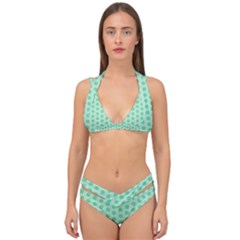 Polka Dots Mint Green, Pastel Colors, Retro, Vintage Pattern Double Strap Halter Bikini Set by Casemiro