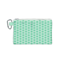 Polka Dots Mint Green, Pastel Colors, Retro, Vintage Pattern Canvas Cosmetic Bag (small) by Casemiro