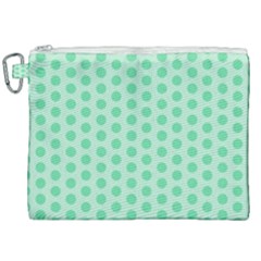 Polka Dots Mint Green, Pastel Colors, Retro, Vintage Pattern Canvas Cosmetic Bag (xxl) by Casemiro