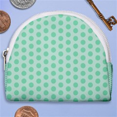 Polka Dots Mint Green, Pastel Colors, Retro, Vintage Pattern Horseshoe Style Canvas Pouch by Casemiro