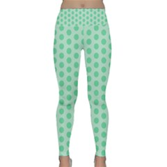 Polka Dots Mint Green, Pastel Colors, Retro, Vintage Pattern Lightweight Velour Classic Yoga Leggings by Casemiro