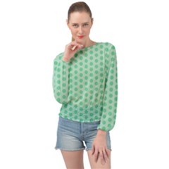 Polka Dots Mint Green, Pastel Colors, Retro, Vintage Pattern Banded Bottom Chiffon Top by Casemiro