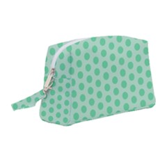 Polka Dots Mint Green, Pastel Colors, Retro, Vintage Pattern Wristlet Pouch Bag (medium) by Casemiro