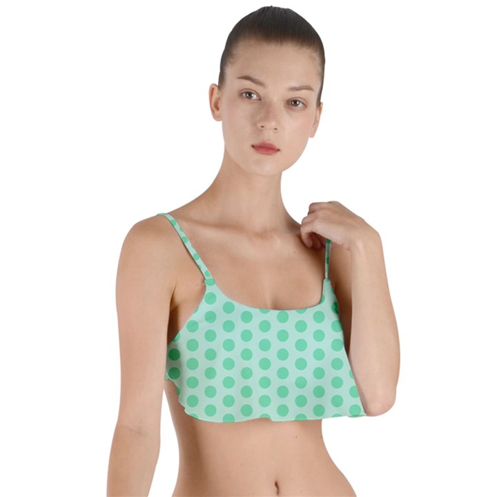 Polka Dots Mint green, pastel colors, retro, vintage pattern Layered Top Bikini Top 