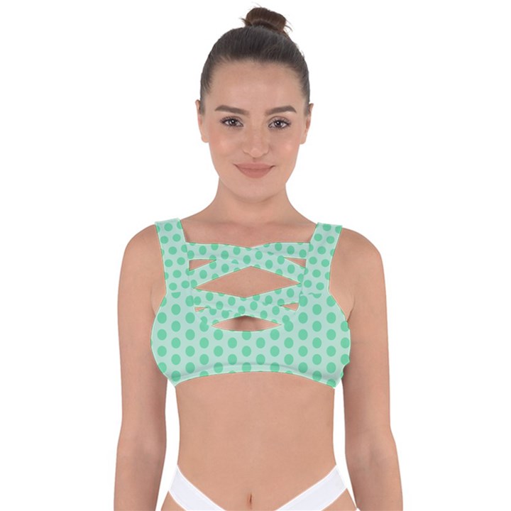 Polka Dots Mint green, pastel colors, retro, vintage pattern Bandaged Up Bikini Top