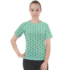 Polka Dots Mint Green, Pastel Colors, Retro, Vintage Pattern Women s Sport Raglan Tee