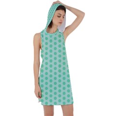 Polka Dots Mint Green, Pastel Colors, Retro, Vintage Pattern Racer Back Hoodie Dress by Casemiro