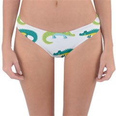 Cute Cartoon Alligator Kids Seamless Pattern With Green Nahd Drawn Crocodiles Reversible Hipster Bikini Bottoms by BangZart