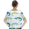 Cute cartoon alligator kids seamless pattern with green nahd drawn crocodiles Batwing Chiffon Blouse View2