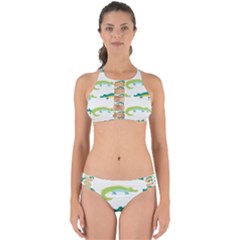 Cute Cartoon Alligator Kids Seamless Pattern With Green Nahd Drawn Crocodiles Perfectly Cut Out Bikini Set by BangZart