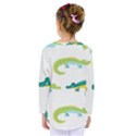 Cute cartoon alligator kids seamless pattern with green nahd drawn crocodiles Kids  Long Sleeve Tee View2