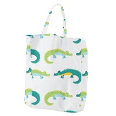 Cute Cartoon Alligator Kids Seamless Pattern With Green Nahd Drawn Crocodiles Giant Grocery Tote by BangZart