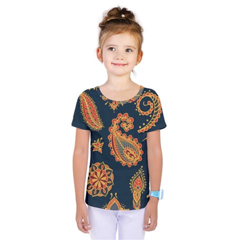 Bright Seamless Pattern With Paisley Mehndi Elements Hand Drawn Wallpaper With Floral Traditional  Kids  One Piece Tee by BangZart