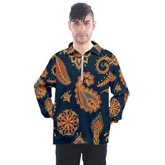 Bright Seamless Pattern With Paisley Mehndi Elements Hand Drawn Wallpaper With Floral Traditional  Men s Half Zip Pullover by BangZart